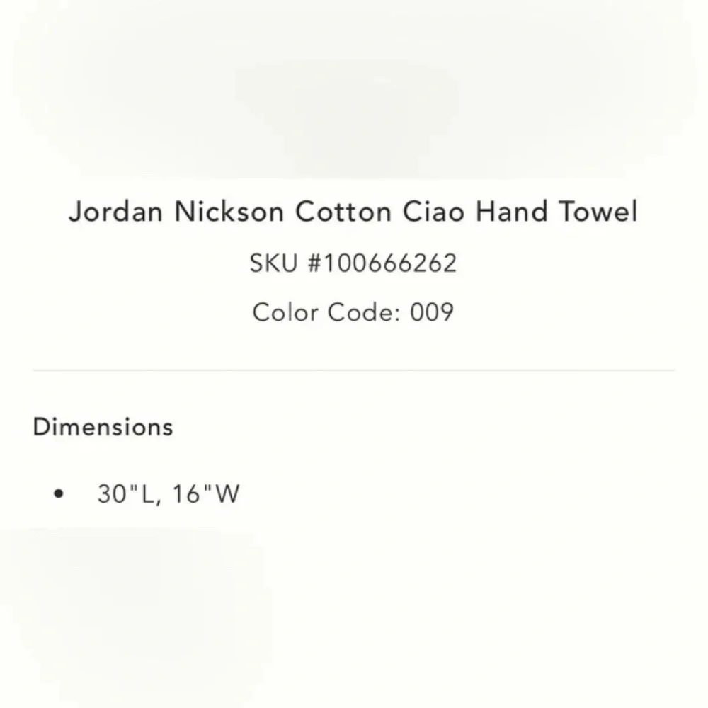 Anthropologie Jordan Nickson Cotton Ciao Hand Towel B&W Cotton SET OF 2 NWT